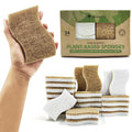 AIRNEX 24 Pack Natural Sponges for Dishes - Biodegradable Sponges for Kitchen - Plant Based Cellulose & Coconut Natural Dish Sponge - Non Toxic Eco Friendly Sponges, Non Scratch Kitchen Scrubber
