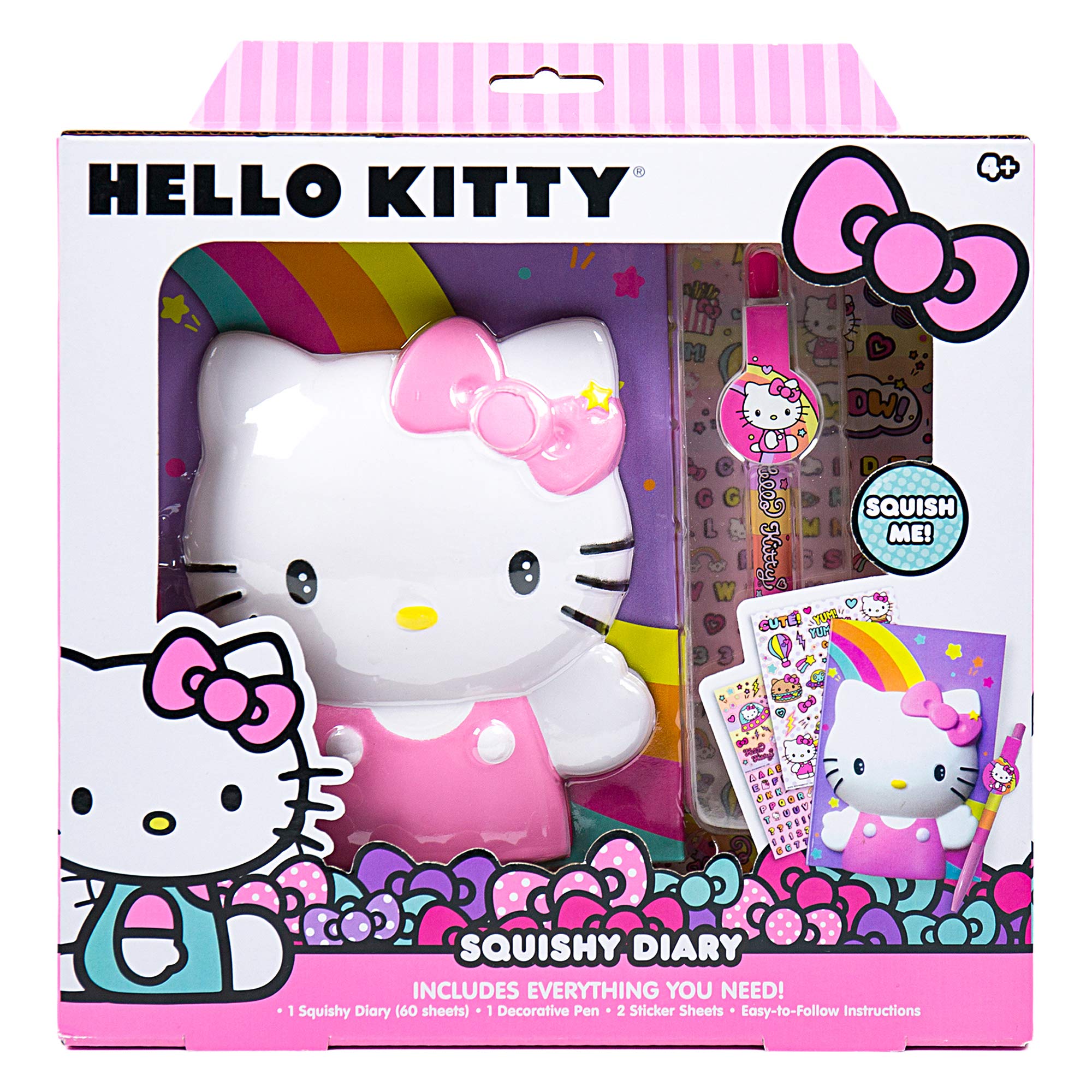 Hello Kitty Squishy Diary, 60 Page Hello Kitty Journal with Kawaii Stickers and Hello Kitty Pen, Sanrio Accessories, Cute School Supplies, Sanrio Stationery, Hello Kitty Merch, Kawaii School Supplies