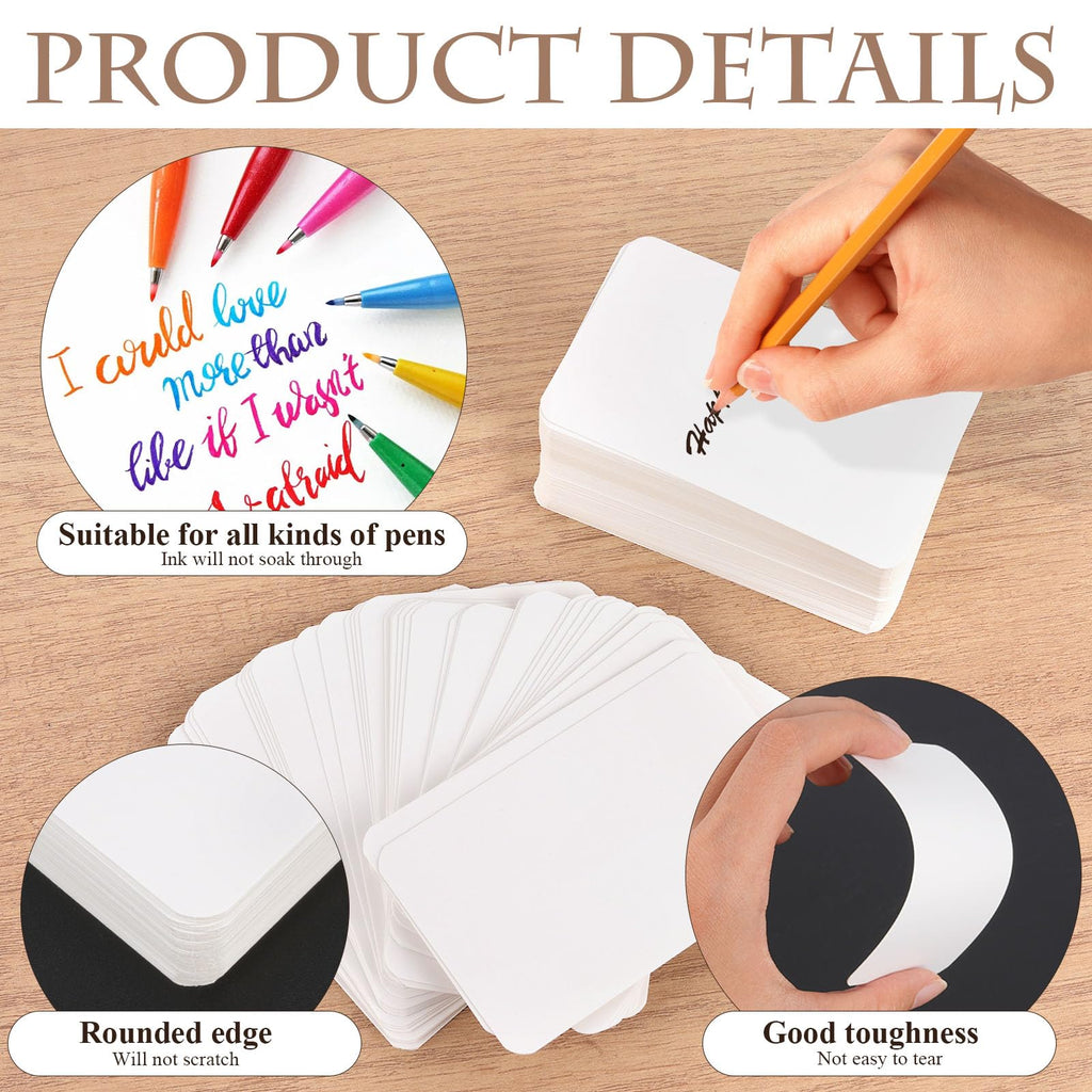 Akamino 600 Pcs Blank Kraft Paper Cards, Premium Blank White Cards Mini Business Card, Small Note Card, Message Vocabulary Card, Index Cards for Festival ThanksgivingThank You, DIY Craft Project