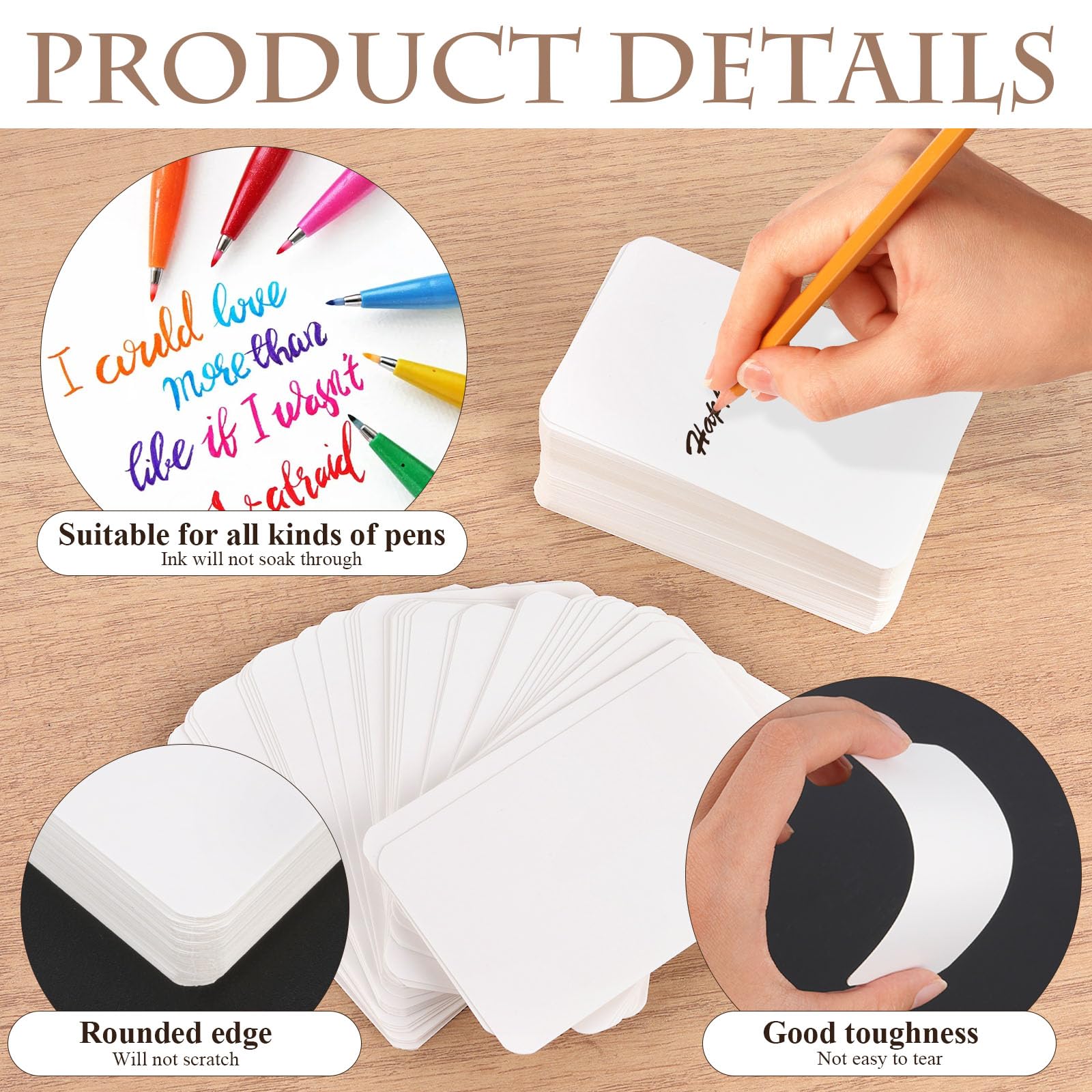 Akamino 600 Pcs Blank Kraft Paper Cards, Premium Blank White Cards Mini Business Card, Small Note Card, Message Vocabulary Card, Index Cards for Festival ThanksgivingThank You, DIY Craft Project