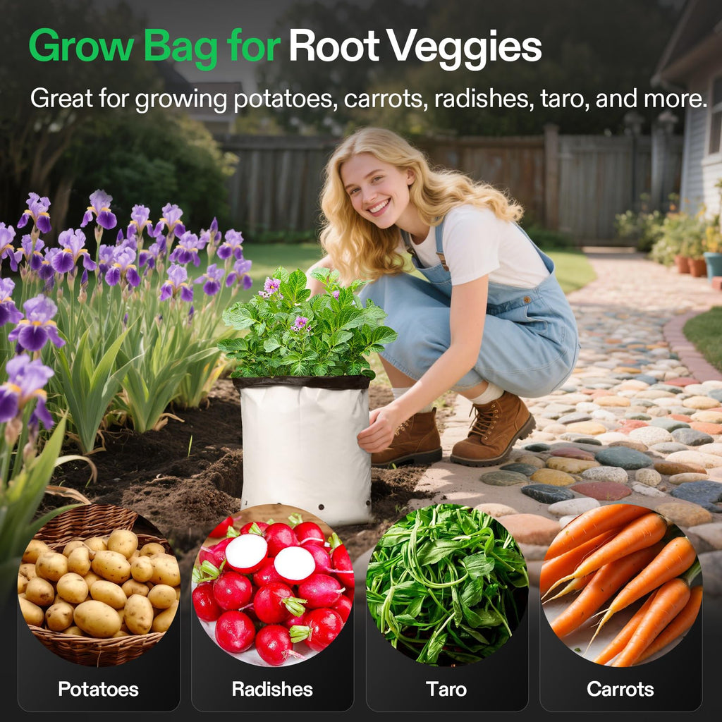VIVOSUN 50-Pack 2 Gallon Grow Bags for Plants, Black-and-White Material for Potting Up Seedlings and Rooting