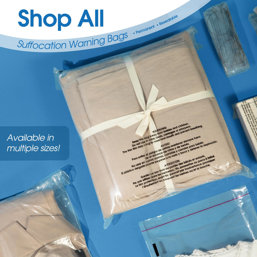 Spartan Industrial - 6” X 9” (200 Count) Self Seal Clear Poly Bags with Suffocation Warning for Packaging & Shipping - Permanent Adhesive
