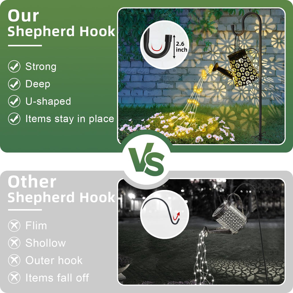 Shepherd Hooks for Outdoor - 62 Inch High, 5/6 Inch Rod Diameter, 5 Prong Base Adjustable Shepherd Hooks, Heavy Duty Feeder Pole for Hanging Flower Baskets Lantern Lights Wind Chime