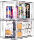 Zero Zoo 2Pack Large Stackable Kitchen Storage Drawers, Clear Foods Organizer Bins with Handles, Easily Assemble for Bathroom, Kitchen, Pantry, Cabinet, Closet (Down Handled)