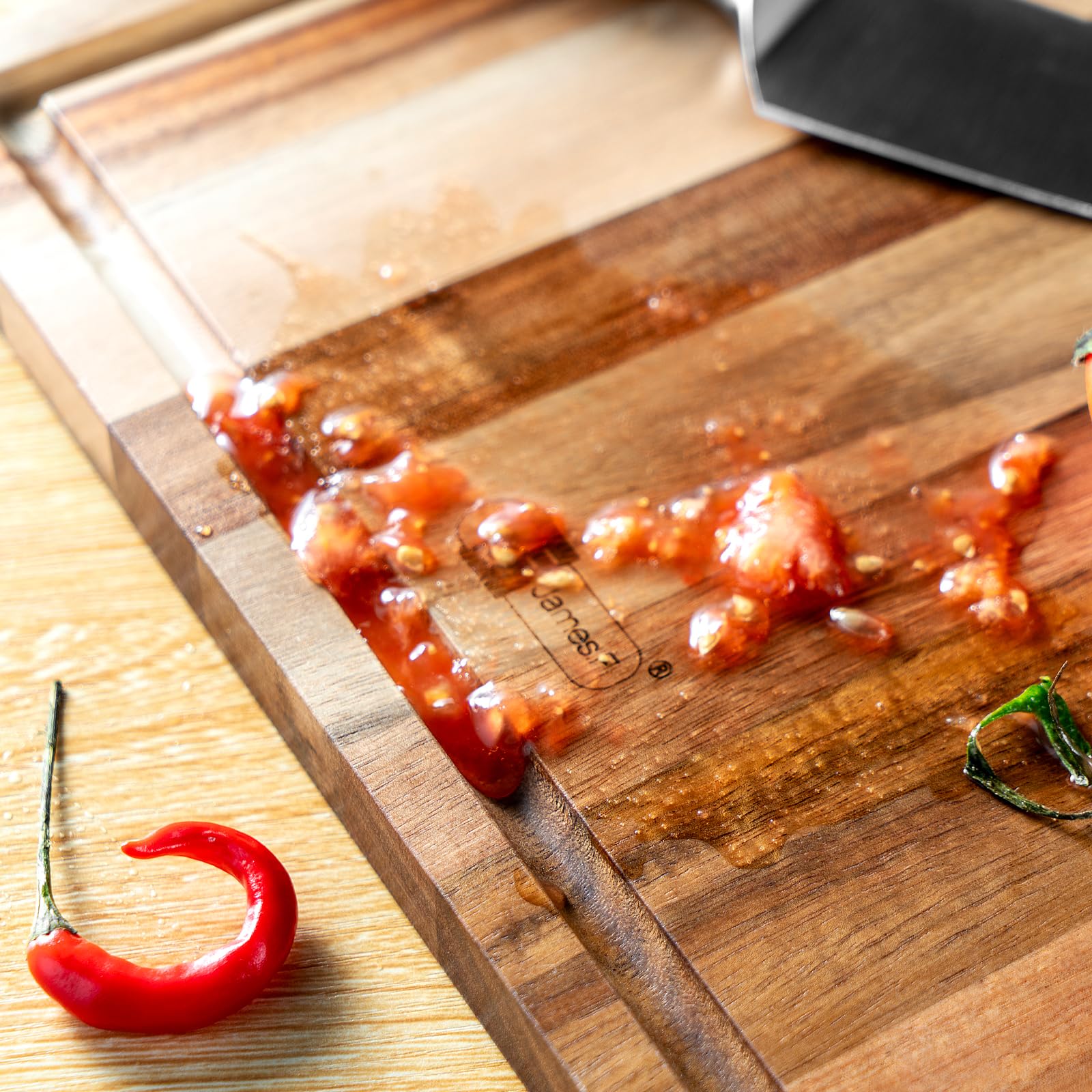 Wood Cutting Board,James.F Thick Acacia Wooden Cutting Board with Juice Groove, Reversible Charcuterie Serving Board for Kitchen, Large Chopping Board for Meat Bread Cheese(15.7” x 11.8“ x 0.7”)