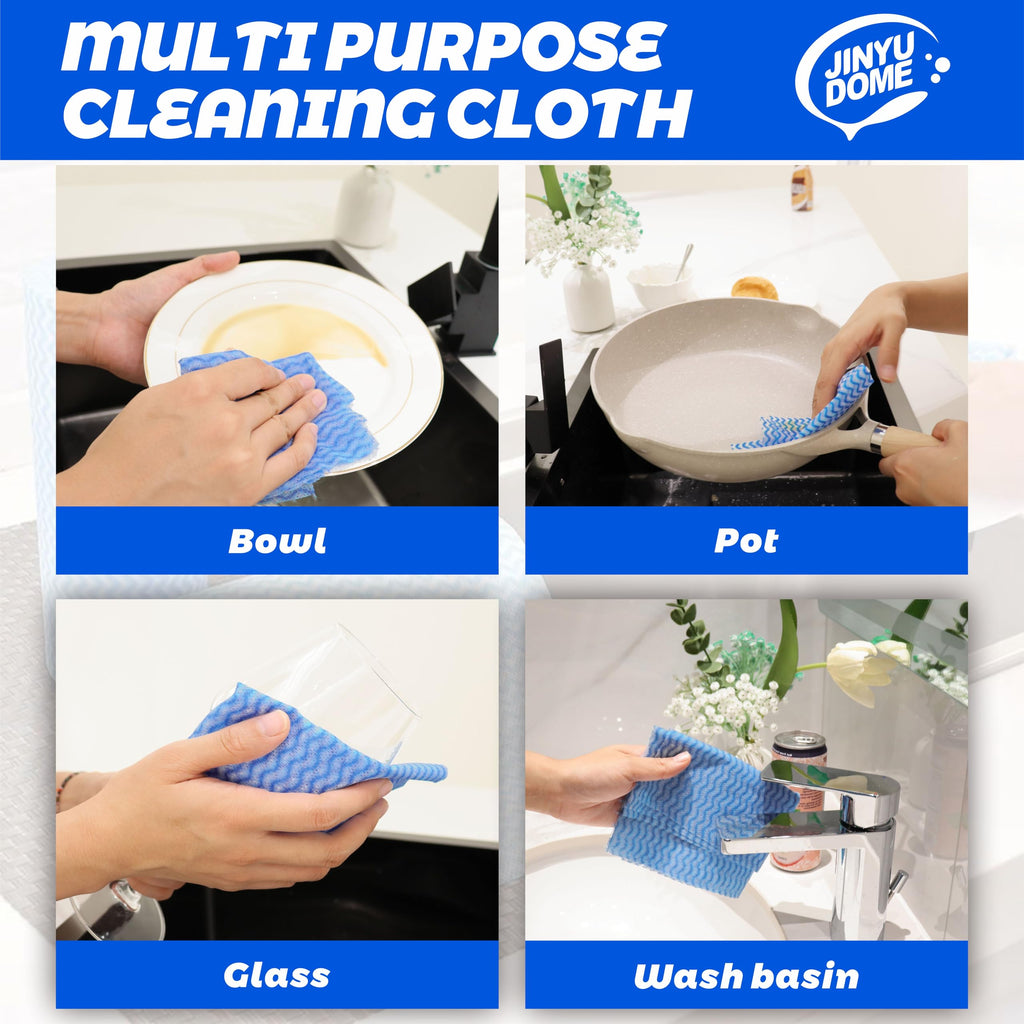 JINYUDOME Blue Handi Wipes Disposable Dish Cloths Heavy Duty Kitchen Towels Reusable Cleaning Wipe, 60 Count