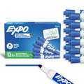 EXPO Dry Erase Markers, Low Odour Ink, Blue, Bullet Tip, 12 Count