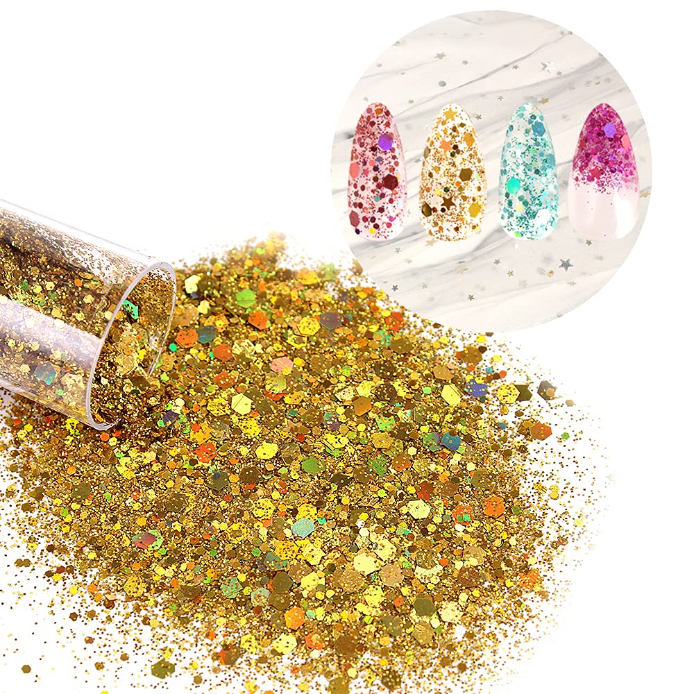 Chunky and Fine Glitter Mix, Estanoite 36 Colors Chunky Sequins & Fine Glitter Powder Mix, Iridescent Glitter Flakes, Cosmetic Makeup Glitter for Face Body Eye Nail Art, Loose Glitter for Resin Epoxy