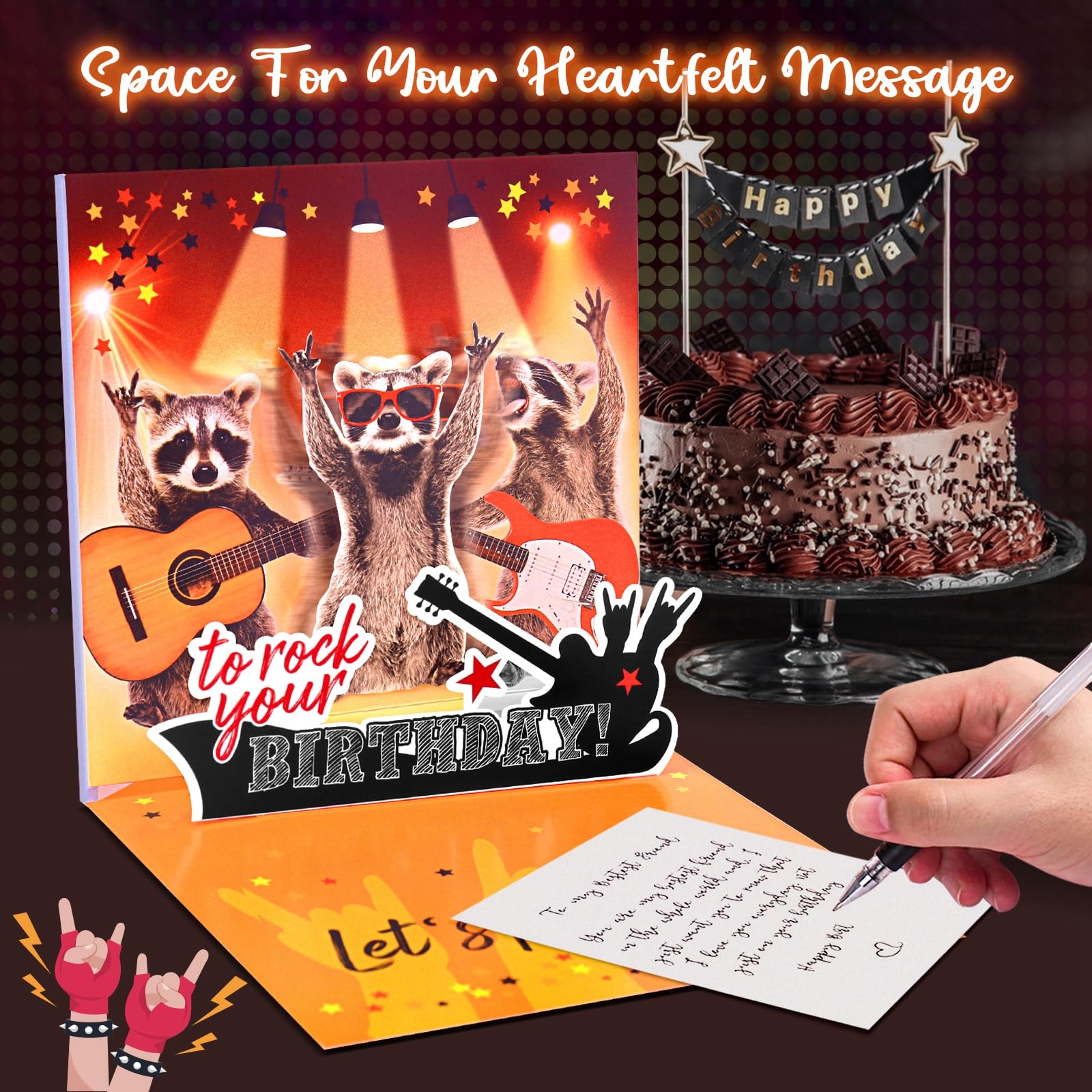 FITMITE Birthday Cards, Funny MUSICAL&SHAKING Raccoon Pop-up Greeting Card Birthday Gifts for Women Men Husband Wife Kids