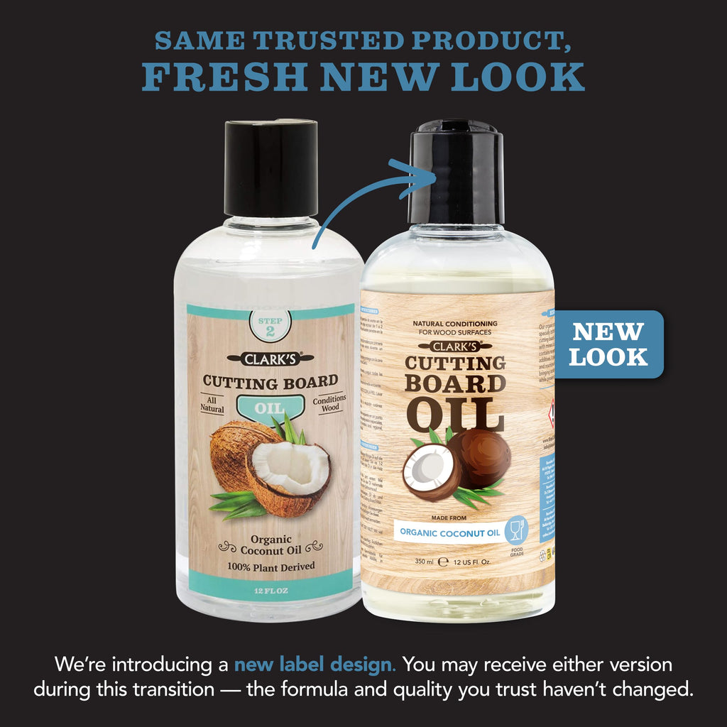 CLARK'S Cutting Board Oil - Pure Organic Coconut Oil for Wood Cutting Board - Butcher Block Conditioner - Restores and Protects Wood, 355ml