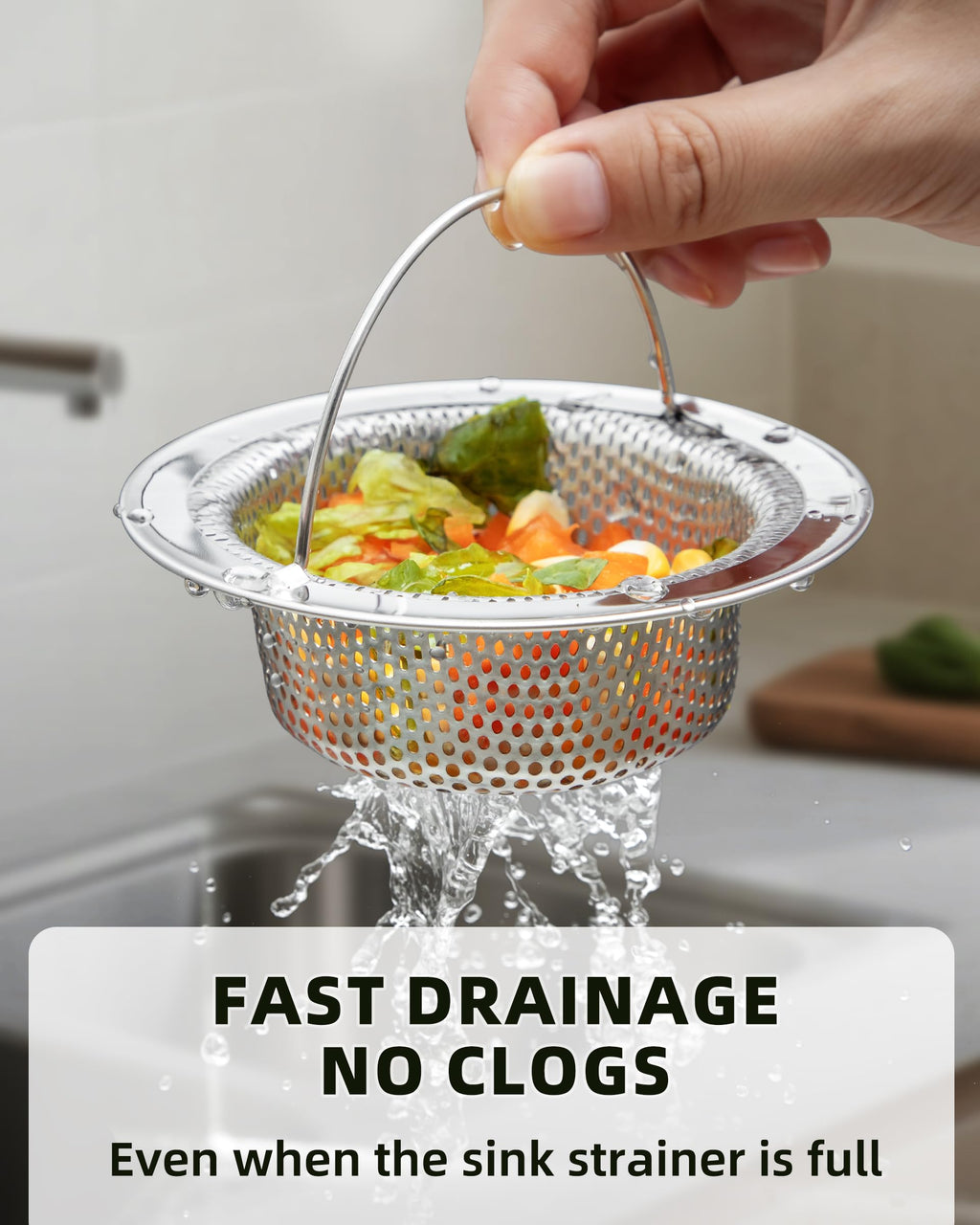 MR.SIGA Kitchen Sink Strainer, Stainless Steel Sink Drain Strainer, Dishwasher Safe, 2 Pack