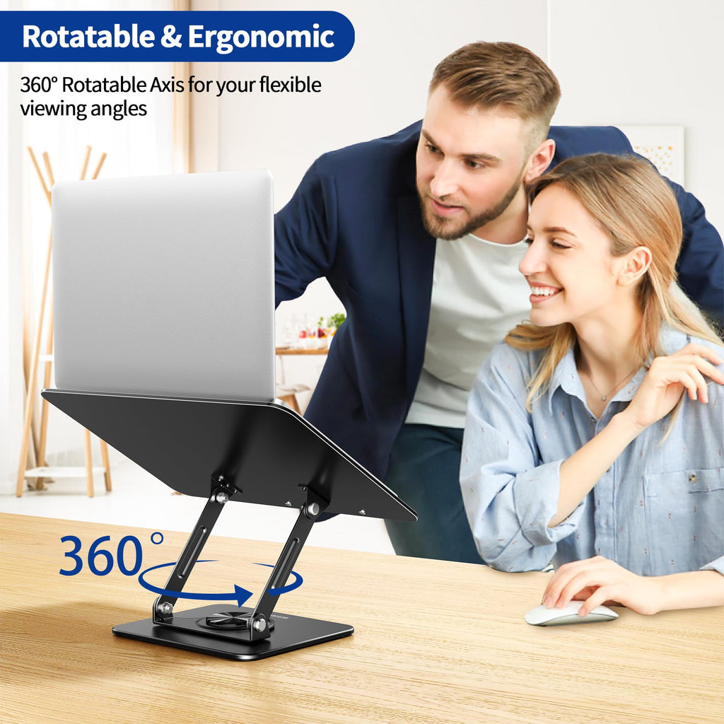 BESIGN BS02 Book Stand for Reading, Adjustable Book Holder, Ergonomic Laptop Stand with Elastic Page Clips for Music Scores, Recipe, Tablet, Laptop (Black)