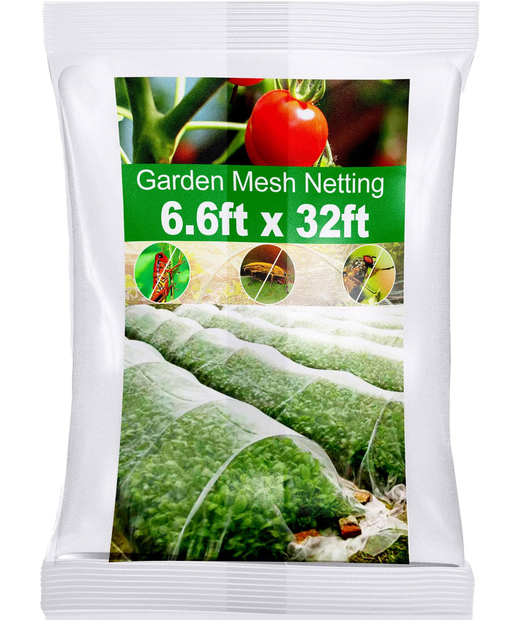 Garden Insect Mesh Netting 6.6ft x 32ft (2m x 10m), Wohohoho 1mm Ultra Fine Mosquito Netting Bug Netting Bird Netting Insect Barrier, 60 Mesh per Inch Plant Cover for Gardening Vegetables Fruits Tree