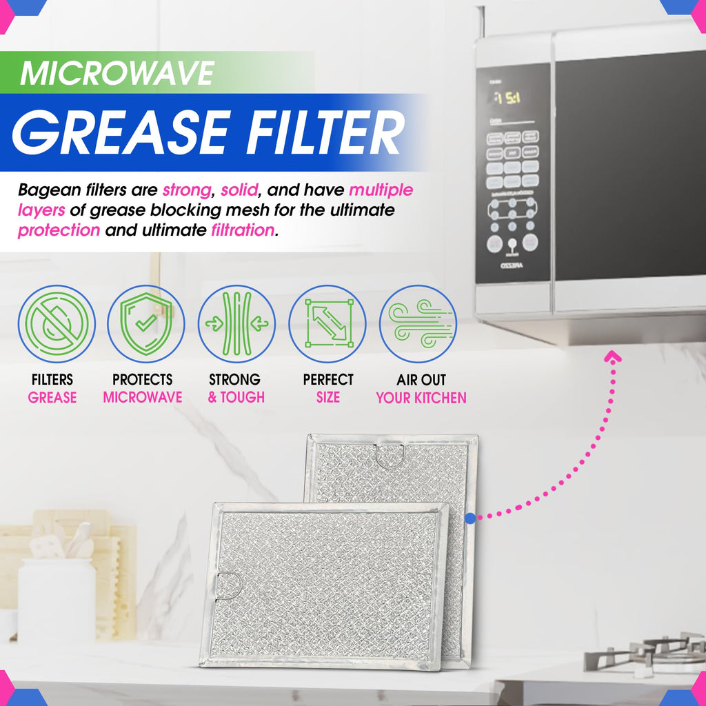 Bagean Microwave Filter Replacement 7.92” x 5.94” Compatible with 5303319568 Frigidaire Microwave Filter - Aluminum Mesh Grease Screen - Freshens & Filters Kitchen Air in Over the Oven Vent Fan (2-Pk)