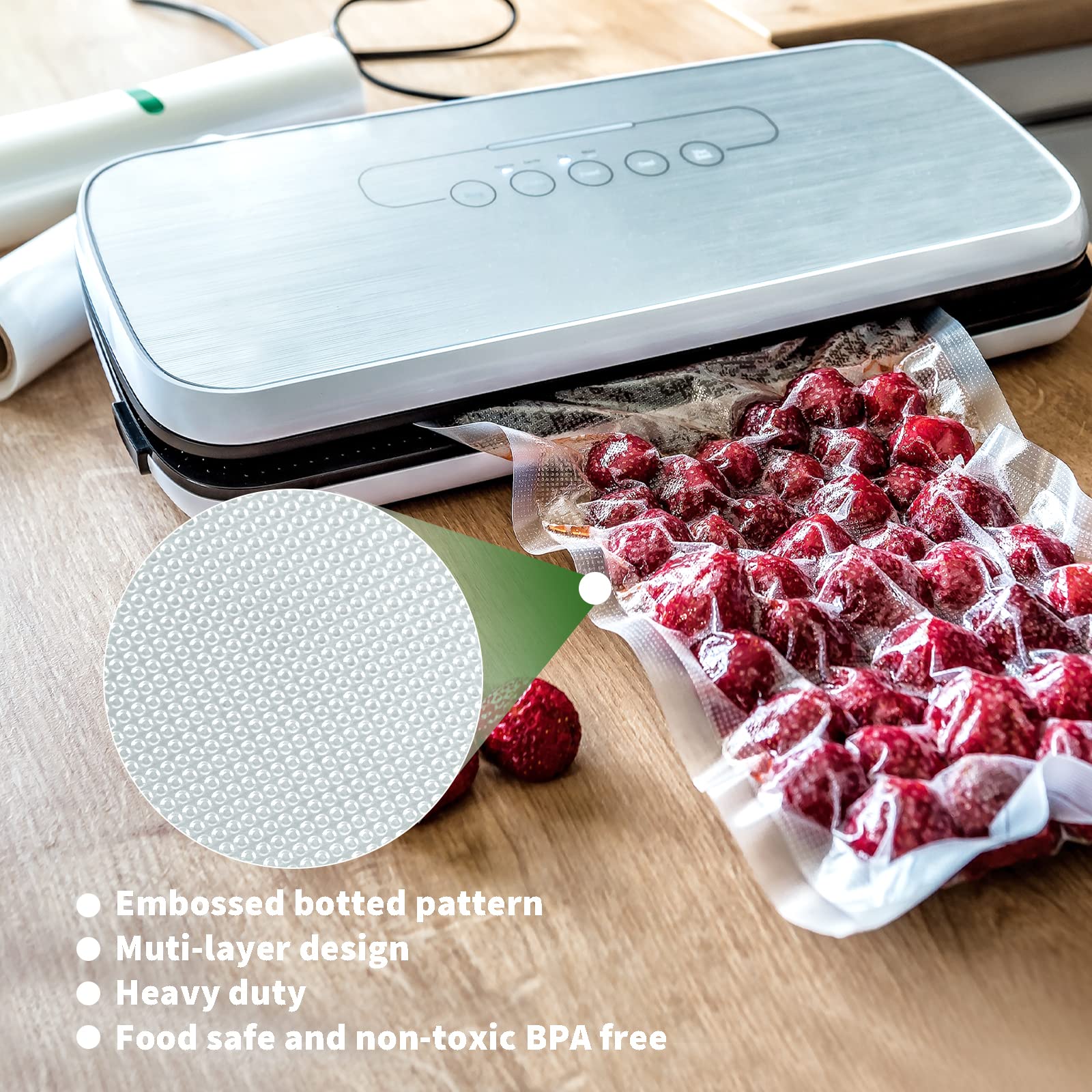 Happy Seal Vacuum Sealer Bags 11" x 50' 2 Rolls for Food Saver, Rolls for Custom Fit Airtight Vac Storage, Meal Prep or Sous Vide, Commercial Grade Vacuum Seal Freezer Bags