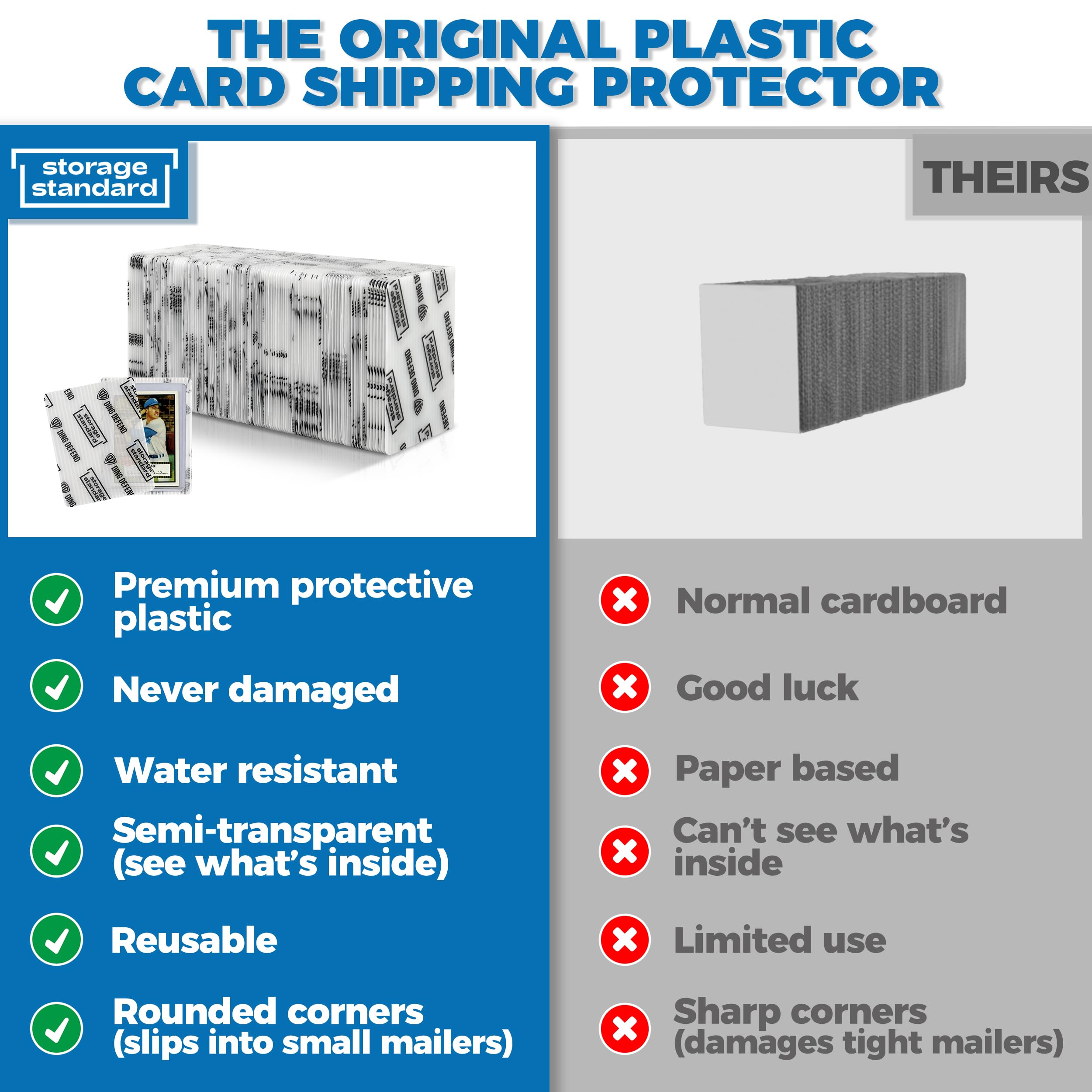 Trading Card Shipping Protectors - Premium Ultra Strong Plastic Inserts - 110 Pack - 3.5'' x 4.5''