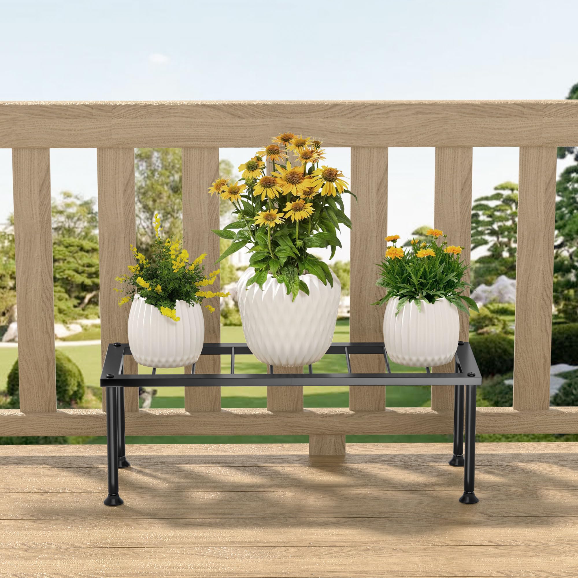 Josmimic 1 Tier Plant Stand - Ladder Plant Holder - Metal Plant Shelf Multiple Flower Pot Holder Flower Pot Holder for Indoor Corner Clearance Outdoor Outside Courtyard.