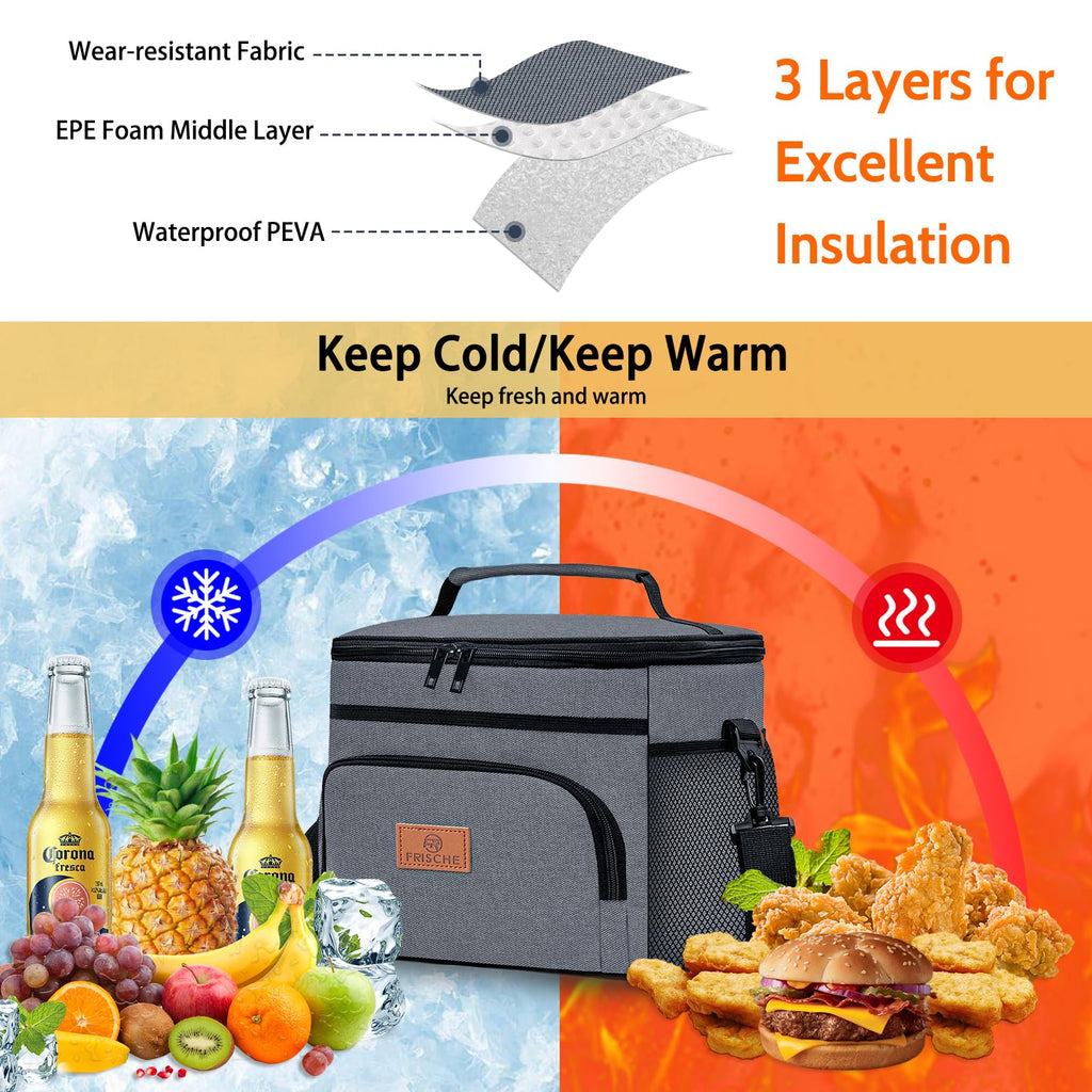 Adtefon Cooler Bag Insulated Large Soft Lunch Bag for Men Women,14L Waterproof Leakproof Portable Lunch Box for Work Office Beach Picnic