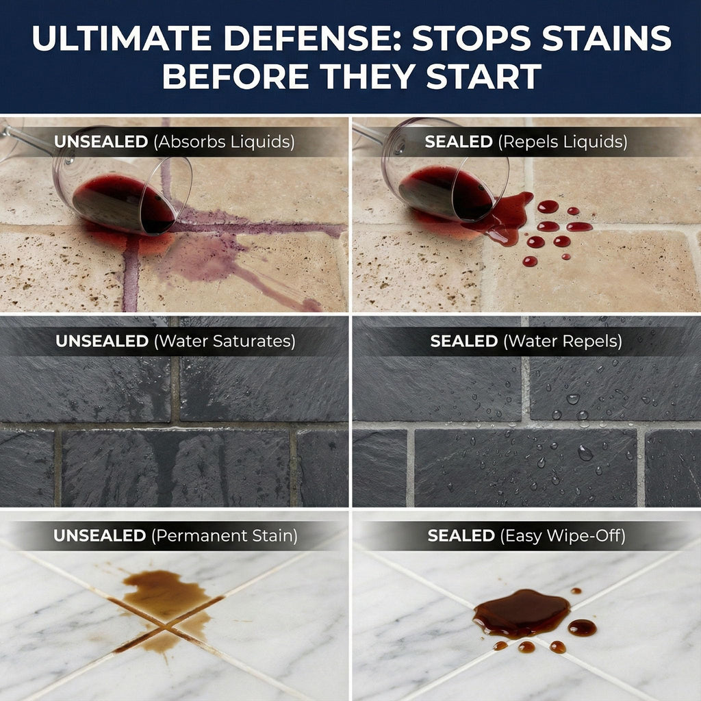 Meuvcol Grout Sealer,17.6 OZ Waterproof Grout Sealer for Shower, Floor Tiles, Kitchen - 100% Safe Tile Sealer Spray - Long Lasting Clear Sealant for Stone, Bathroom, Marble - Indoor & Outdoor