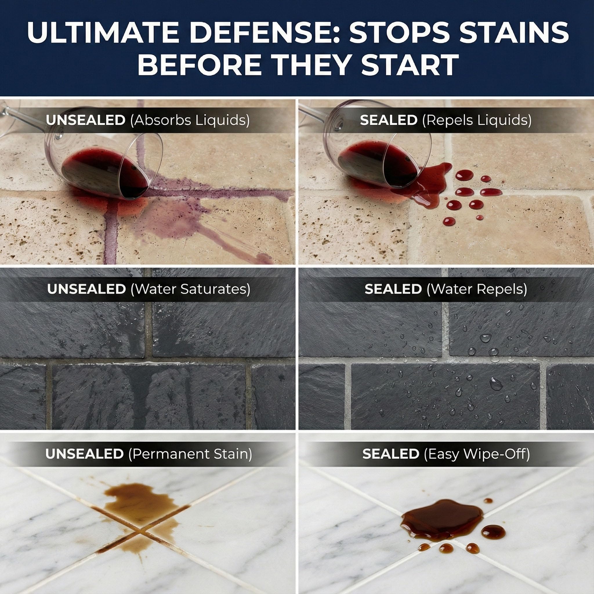 Meuvcol Grout Sealer,17.6 OZ Waterproof Grout Sealer for Shower, Floor Tiles, Kitchen - 100% Safe Tile Sealer Spray - Long Lasting Clear Sealant for Stone, Bathroom, Marble - Indoor & Outdoor