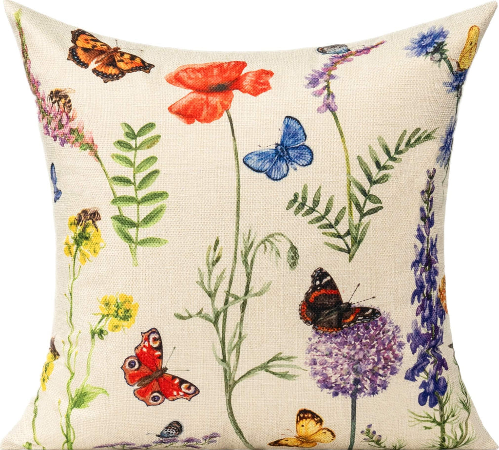 All Smiles Outdoor Throw Pillow Covers Cushion Covers Patio Spring Summer Flowers Garden Farmhouse Décor Outside Bench Chair Decorative Cushion Cases 18x18 Set of 4 Decoration for Bed Couch Sofa