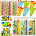 Stationery Party Packs, Birthday Goodie Bags with Stickers Rulers Pencils Erasers Sharpeners Slap Bracelets for Goodie Bags Classroom Return Gifts Class Birthday Gifts for Student (28Pack)