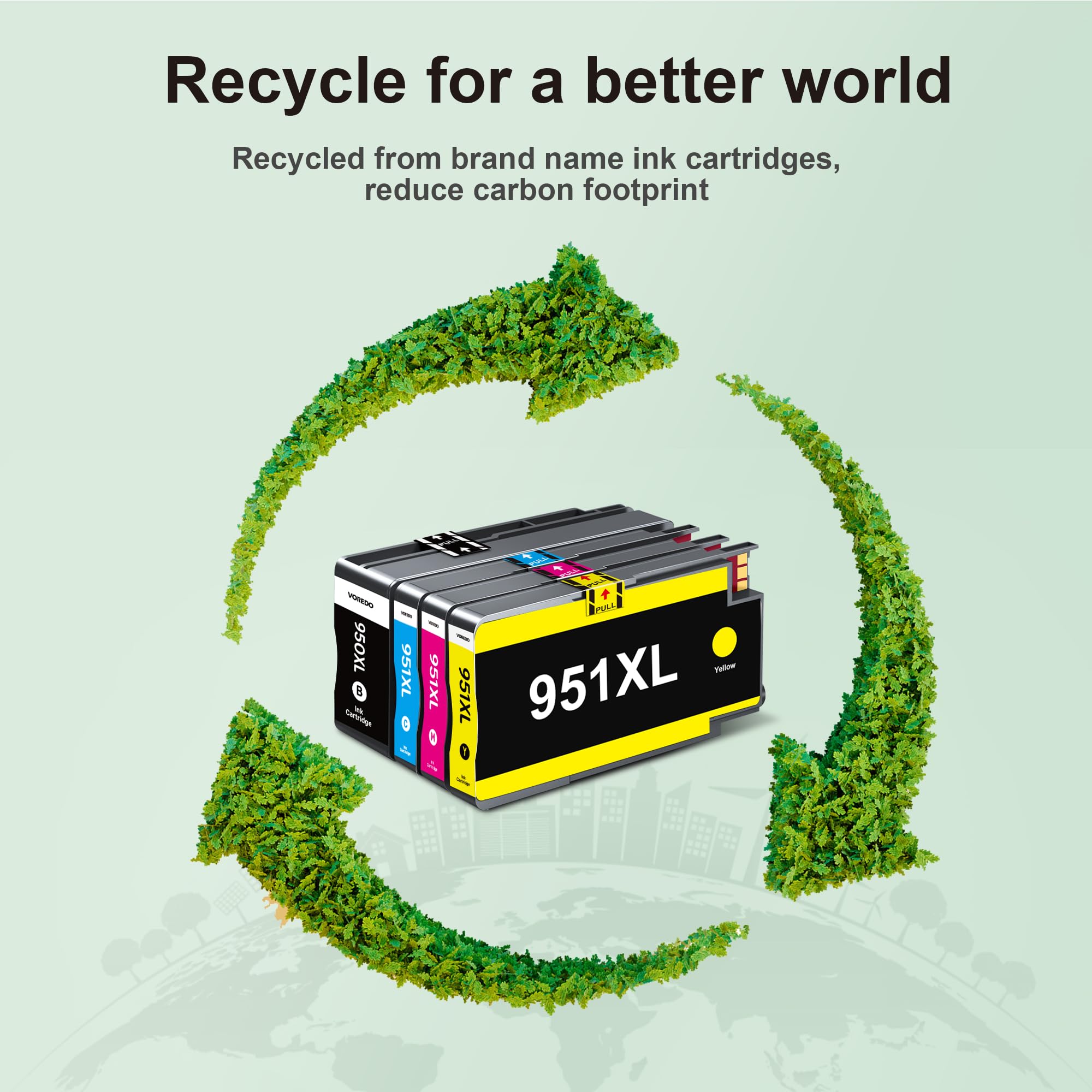 4 Pack 950 951 Ink Cartridges Combo Pack for HP Printer Ink 950XL 951 XL to use with OfficeJet Pro 8600, 8610, 8100, 8620, 8630, Printer (Black| Cyan| Magenta| Yellow)