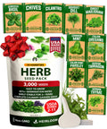 10 Culinary Herb Seed Vault - Heirloom and Non GMO - 3000+ Seeds for Planting for Outdoor or Indoor Herb Garden, Basil, Cilantro, Parsley, Chives, Thyme, Oregano, Dill, Marjoram, Mint, Tarragon