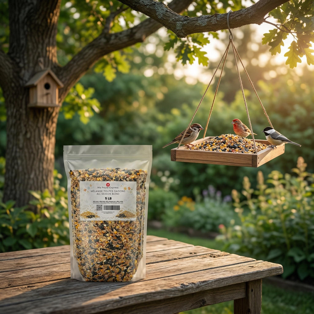 Ma Poule Express - Proudly Canadian Bird Feed – 2.27 kg | Wild Bird Seed Mix | Premium Bird Food for Feeders | Sunflower, Millet, Corn | Attracts Cardinals, Finches & More ... |