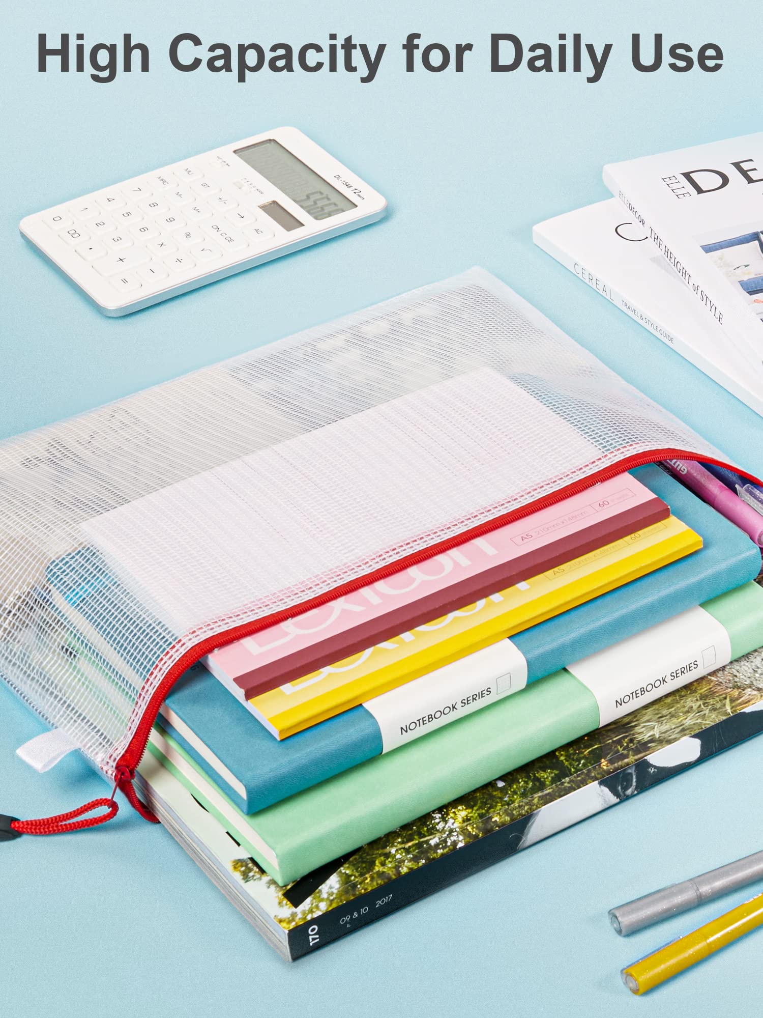JARLINK 40pcs Mesh Zipper Pouch, 8 Sizes Waterproof Zipper Bags for Board Games Storage, 16 Colors Organization Pouches for School Supplies, Office Appliances, Cosmetics, and Travel