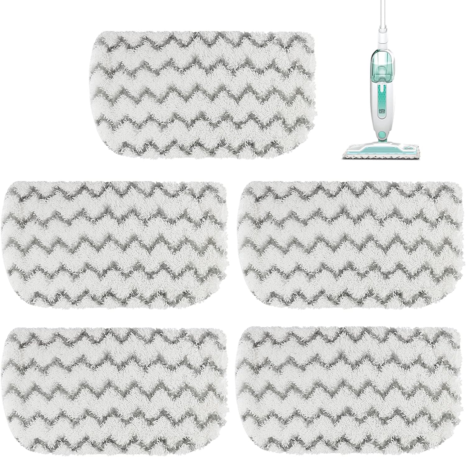 5 Packs Steam Mop Pads for Shark Steam Mop S1000 S1000A S1000C S1000WM S1001C Steamer Pads Dirt Grip Absorbing Refill,Microfiber Mop Pad for Beldray BEL01097 Steam Cleaner Cloths