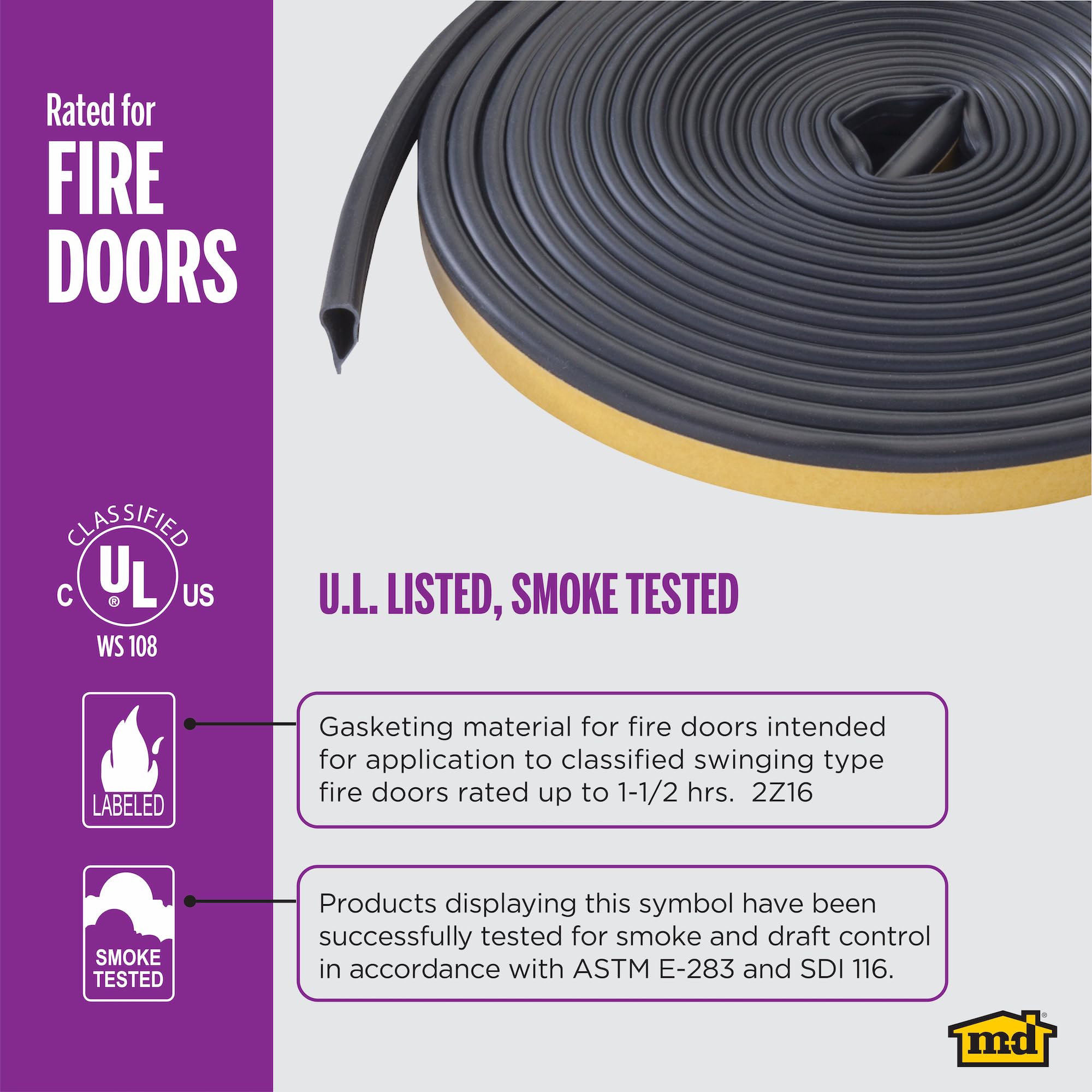 M-D Building Products 68668 Highly Durable Silicone Rubber Gasket Seal for Doors and Windows, Flexible in Extreme Temperatures, Ideal for Indoor and Outdoor Use, No Hardware Required (Black) (20 ft)