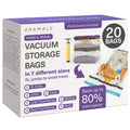 BRAMBLE 20 Pack Vacuum Storage Bags (2 XL Jumbo, 2 Jumbo, 2 Large, 2 Medium, 6 Small, 6 Roll Up) Space Saver Sealer Compression Bags for Clothes, Pillows, Comforters, Blankets, Hand Pump Included