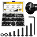 420Pcs M5 Nuts and Bolts, M5 Screws x8mm/12mm/16mm/20mm/25mm/30mm, Metric Screw Assortment 10.9 Grade Alloy Steel, Hex Button Head Cap Metric Screws, Flat Washers/Nuts/Hex Wrenches Black by Mywish