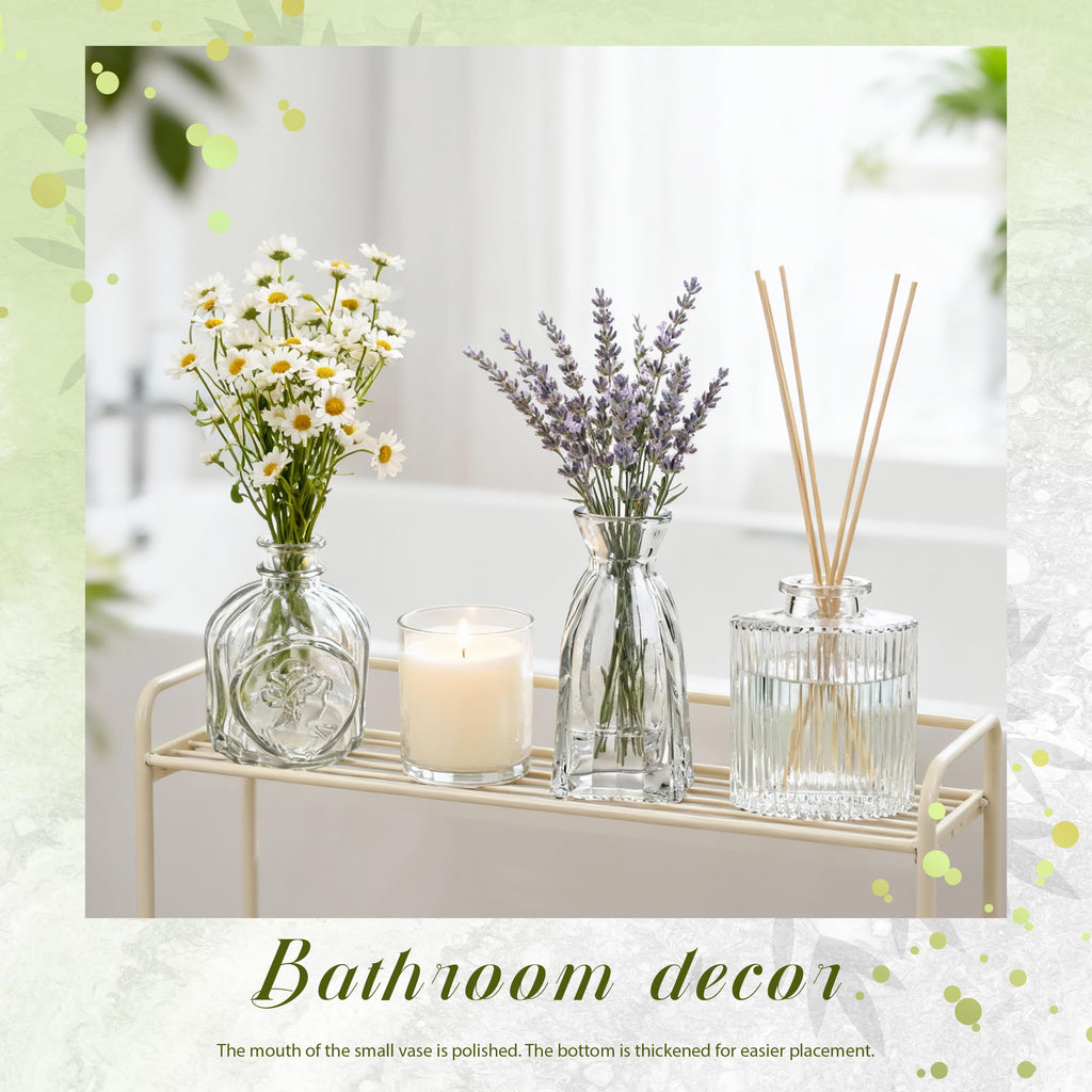 Der Rose 12pcs Small Glass Bud Vases Bulk, Clear Flower Vases for Home Dining Table & Wedding Centerpieces Decor
