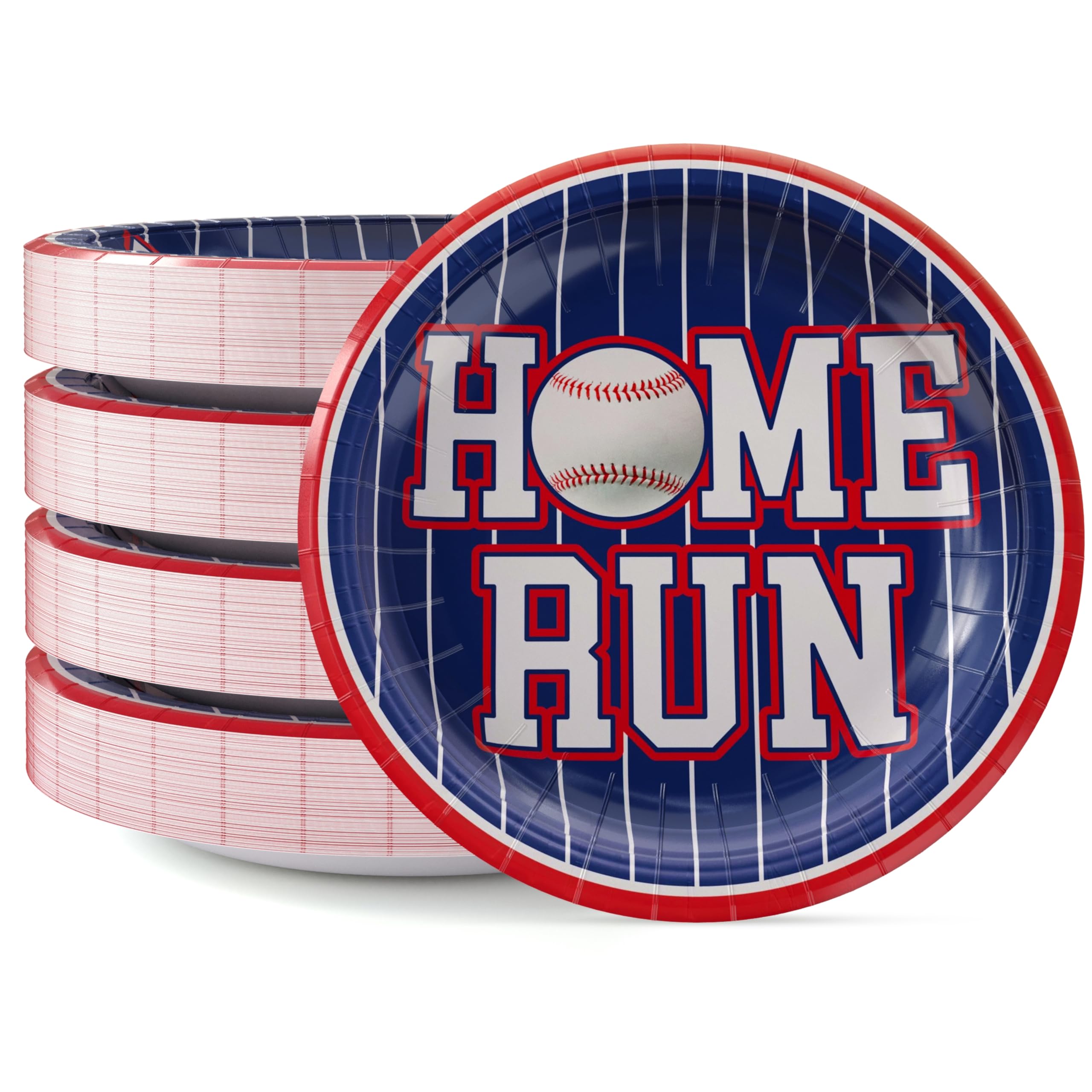 Party Solids Baseball Plates Paper Heavy Duty 7 Inch Baseball Paper Plates Disposable 120 Pcs 350 GSM, Boys Party Decorations For Boys Birthday Supplies And Sports Birthday Decorations