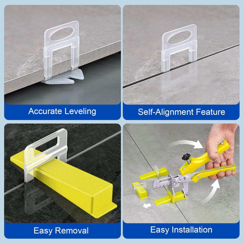 DGSL Tile Leveling System Clips - 500-Piece DIY Tiles Leveler Spacers (1/16 Inch) - Tile Leveling System for Professional Ceramic Tile and Stone Installation