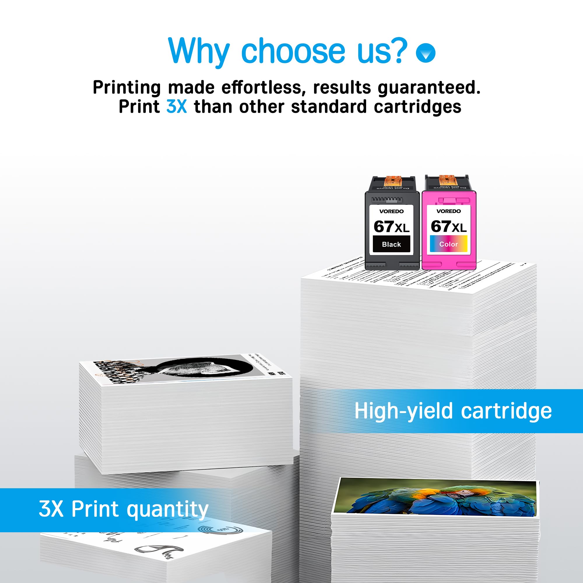 67 XL Ink Cartridges for 67XL HP67XL Black Ink Cartouche Encre for 67 Combo Pack for 67 XL for HP 67 Ink Cartridges for Envy 6000 6055 6052 6032 6075 Printer