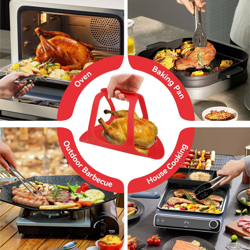 Silicone Turkey Lifter, Reusable Heat Resistant Non Stick Poultry Lifter Chicken Turkey Meat Lifter Mat Turkey Roasting Sling Oven Baking Mat for Home Cooking, 23.2 x 12.4 in