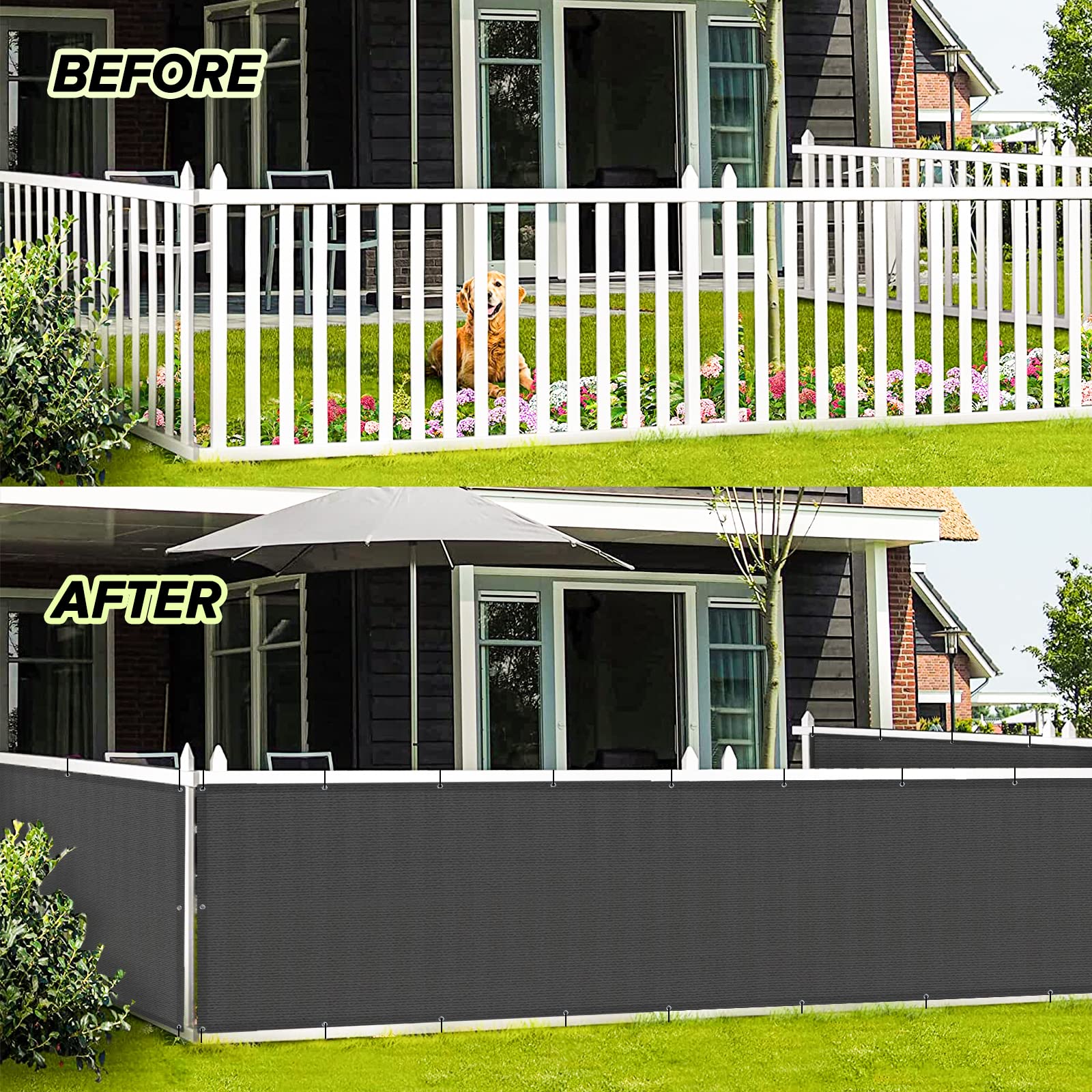 LOVE STORY 3' x 10' Dark Grey Balcony Privacy Screen Fence Cover, HDPE Material UV Protection Weather-Resistant,Shield for Deck, Patio,Backyard,Outdoor Pool,Porch,Railing