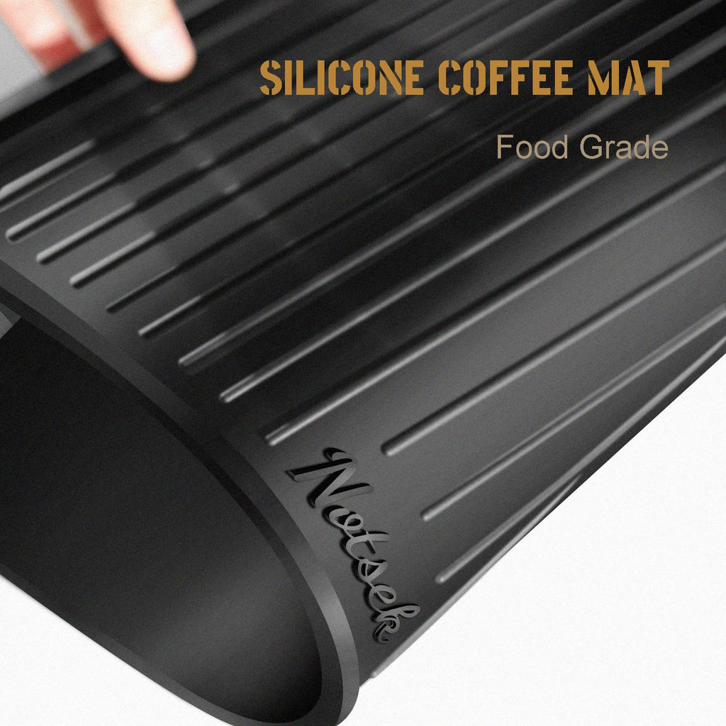 Coffee Bar Mat for Breville 870/880, 14 x 14inch, Silicone, 0.24in Raised Lip Spill-Proof, Under Coffee Maker, Coffee Pot Station for Countertop Kitchen, Black
