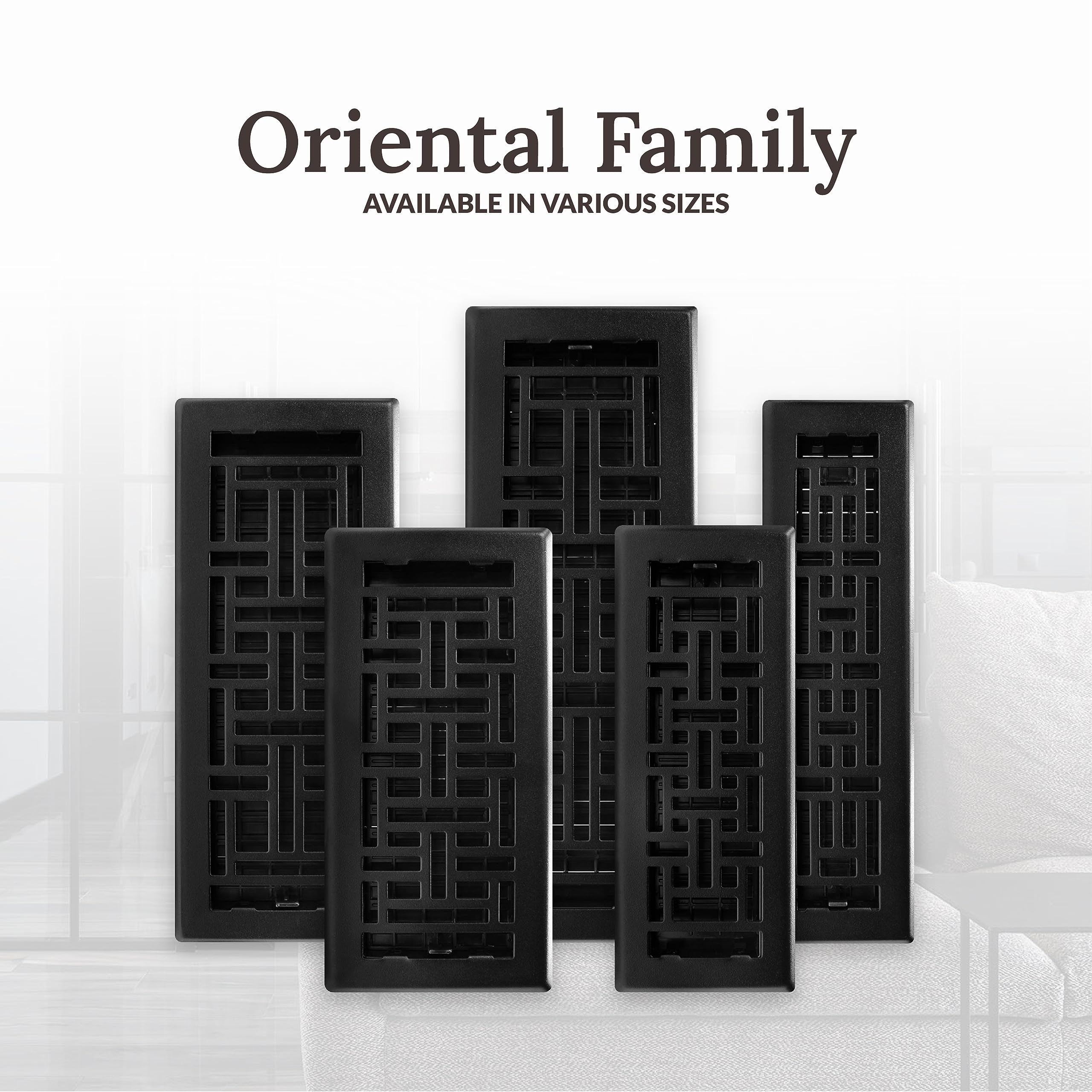 Decor Grates AJH310-BLK Oriental Floor Register, 3x10 Inches, Textured Black