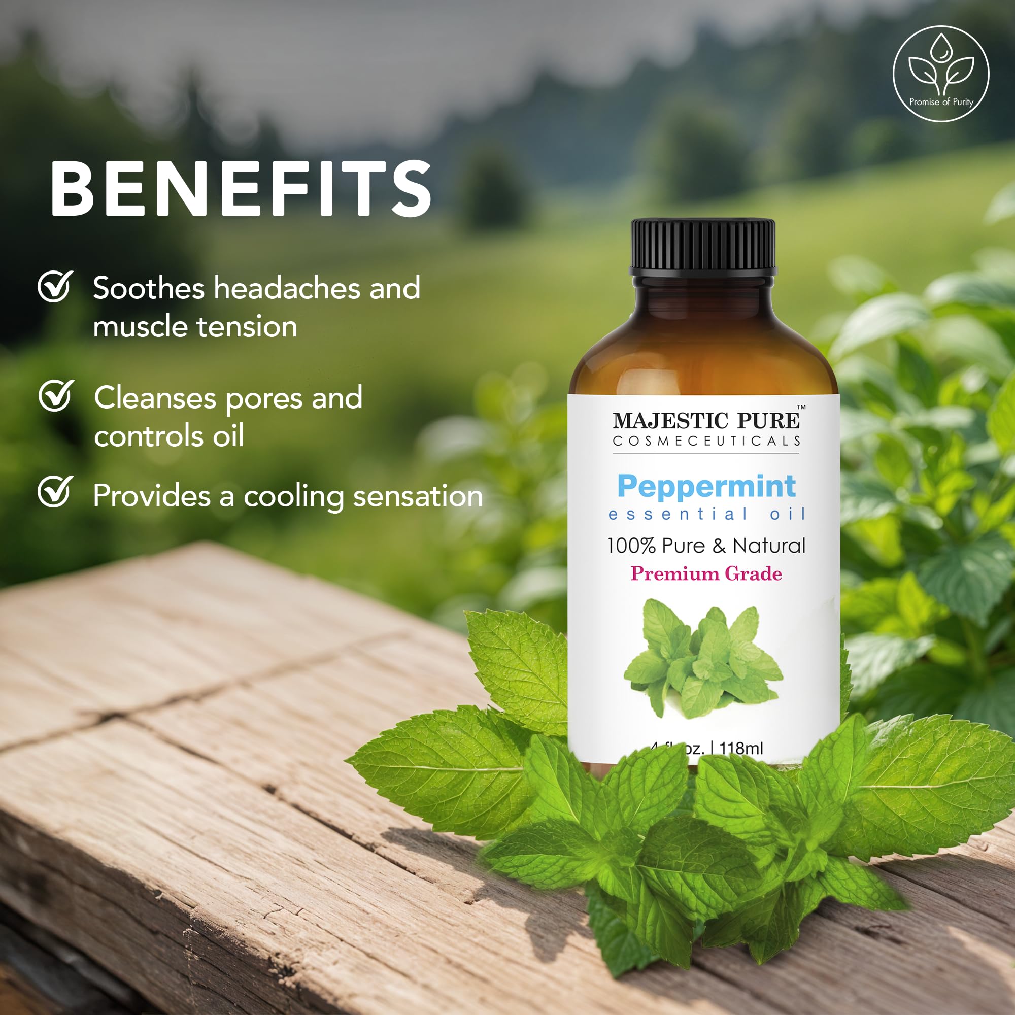 Majestic Pure Peppermint Essential Oil - Huge 118 ml (Set of 2) - 100% Pure and Natural Oil for Soap Making Scent- Premium Grade with Glass Dropper