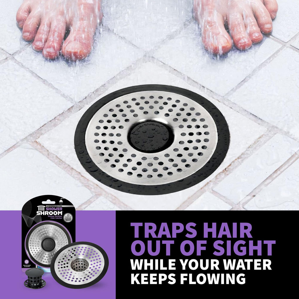 ShowerShroom SHSULT755 Ultra Revolutionary Shower Hair Catcher Drain Protector, Stainless