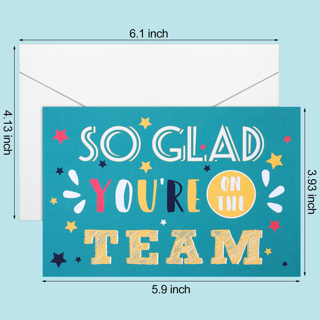 48 Pack Employee Appreciation Cards with 48 Envelopes So Glad You're on The Team Work Anniversary Cards Welcome Cards Employee Funny Thank You Cards for Recognition Gifts, 7.8 x 6 Inch (Star