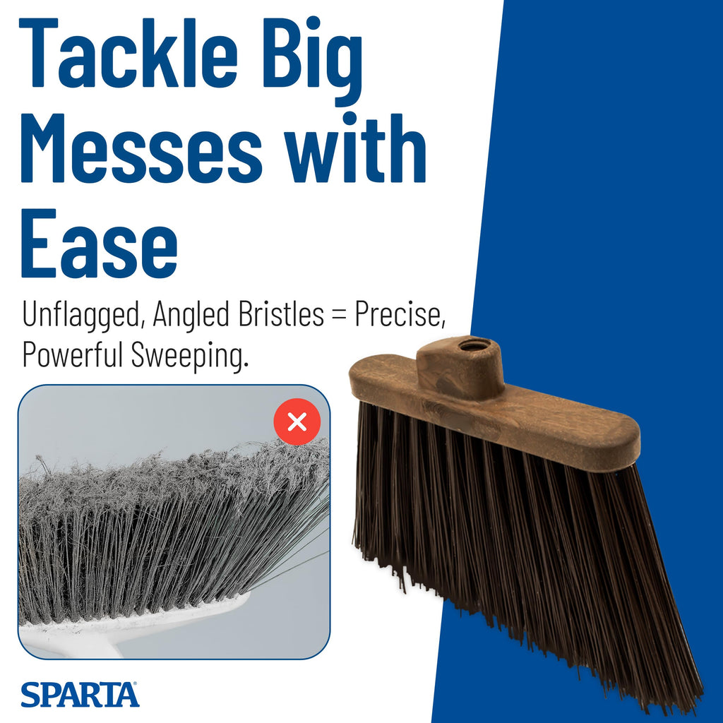 Sparta Sweeper Broom – 12 Inch Angled Outdoor Broom Head with Durable Polypropylene Bristles, Standard Thread Compatible for Home Garage or Kitchen Cleaning, Brown
