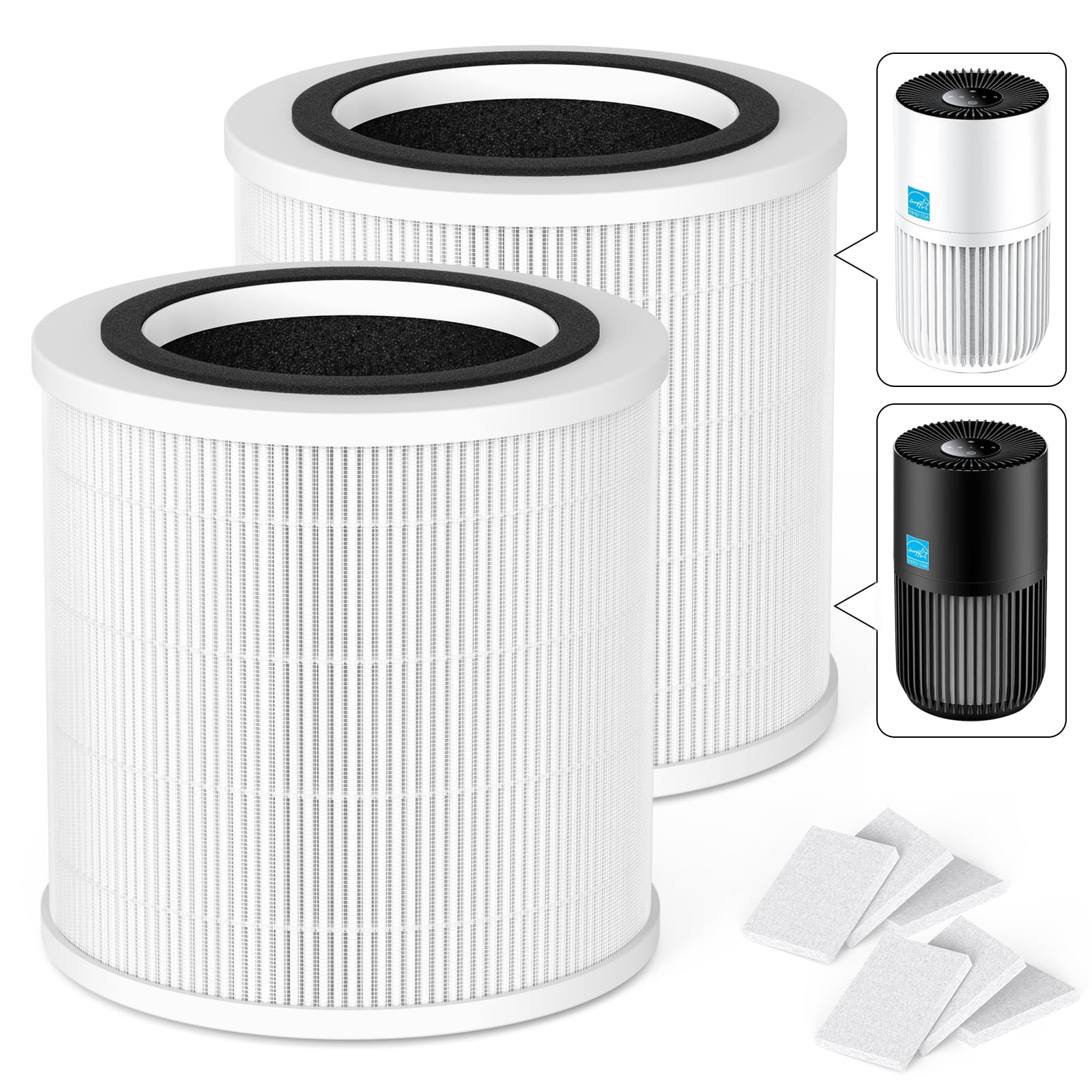 SAKEGDY H7126 Filter Replacement, Compatible with GoveeLife H7126 Mini Air Purifier, 3-in-1 Filtration H13 True HEPA Filter, 2 Pack.