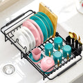 Urackify Expandable Dish Drying Rack Over The Sink, Adjustable Dish Rack in Sink, Rustproof Dish Drainer for Kitchen Counter, Dish Strainer with Utensil Holder