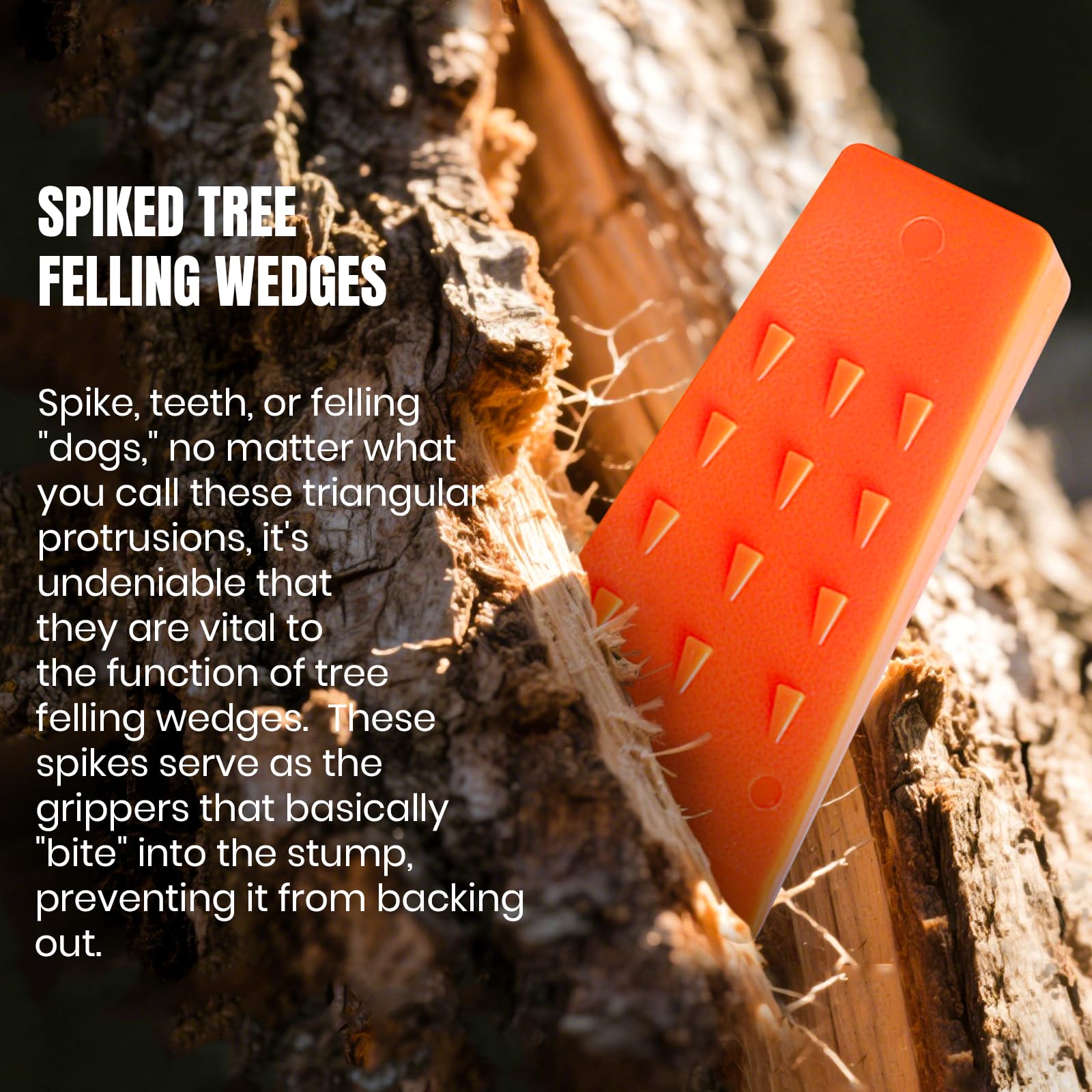 6 Pack Tree Felling Wedges with Spikes for Safe Tree Cutting – 2 Each of 10", 8” and 5.5” Wedges with Storage Bag; 6 Felling Dogs to Guide Trees Stabilize and Safely to Ground for Loggers and Fallers