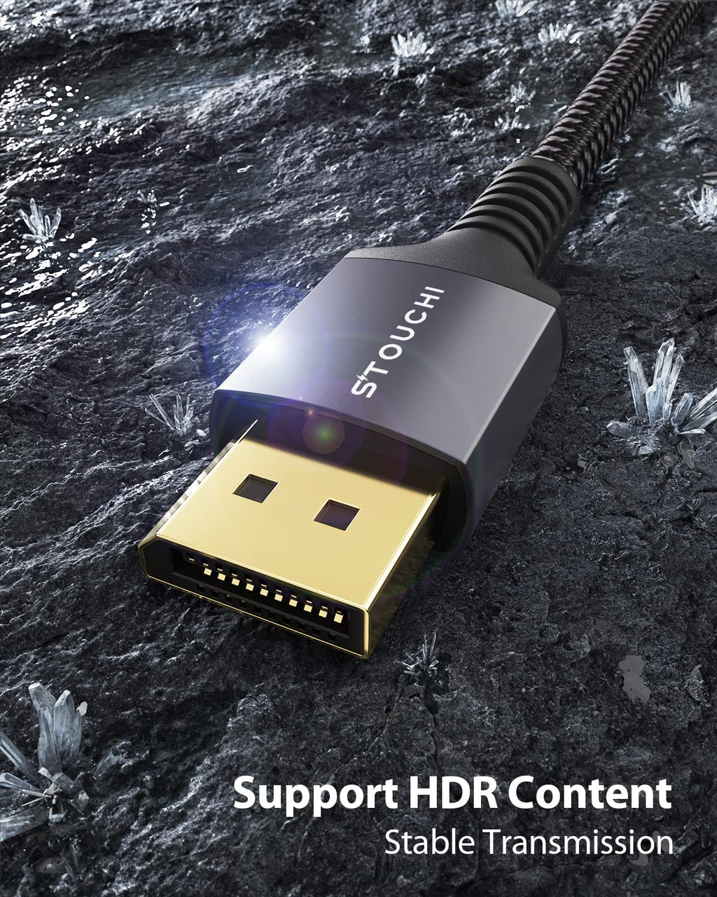 2Pack Stouchi Displayport 1.4 Cable 10FT/3M, 32.4Gbps [16K@30Hz, 8K@60Hz, 4K@120Hz, 1080P@240Hz] HDR, HDCP, DSC 1.2a, FreeSync G-Sync DP Cable for Gaming Monitor, RTX 5090, RX 9070, RTX 6000 Ada
